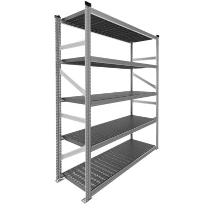 Regał magazynowy z plastikowymi półkami