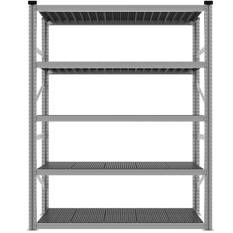 Regał magazynowy z plastikowymi półkami