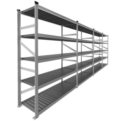 Regał perforowany z plastikowymi półkami