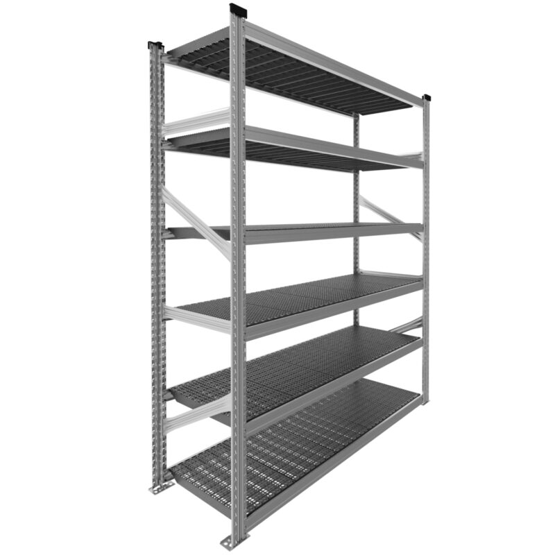 Regał magazynowy z półkami z plastiku